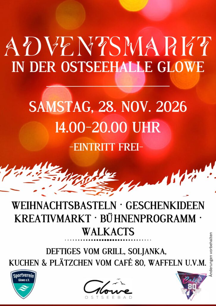 ADVENTSMARKT IN DER OSTSEEHALLE GLOWE 1 Adventsmarkt 2026 mehr Details | Sonne, Strand und Meer