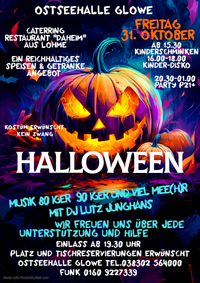 Halloween 31.Oktober2025 Ostseehalle Lutz | Sonne, Strand und Meer